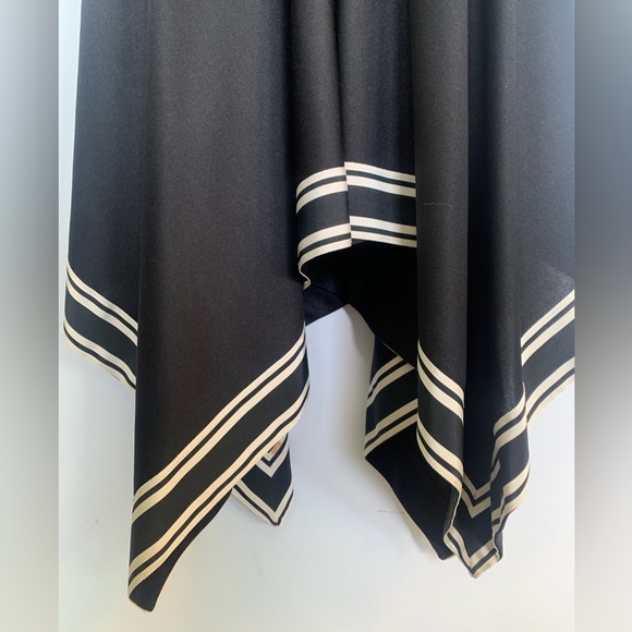 1970’s black cocktail dress with handkerchief skirt and sheer sleeves - Picture 8 of 12